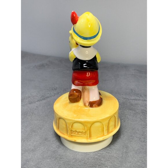 Vintage Schmid Pinocchio Ceramic Music Box Figurine with Rocking Horse - Picture 4 of 9